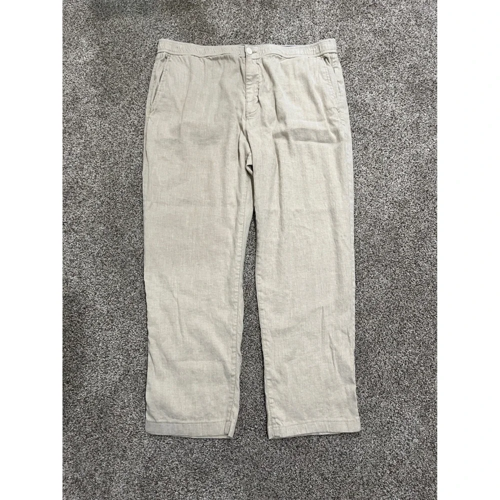 Tommy Bahama Mens XXL x 30 Beige Linen Blend Elastic Waist Beach Pants